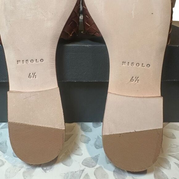 Nisolo Isla Woven Leather Slide Sandal  Brandy  Women Size 6.5  New in Box - Picture 11 of 13